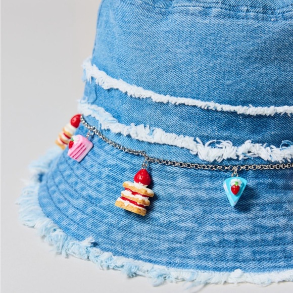 Urban Outfitters Blue Denim Bucket Hat with Charms - Picture 2 of 2